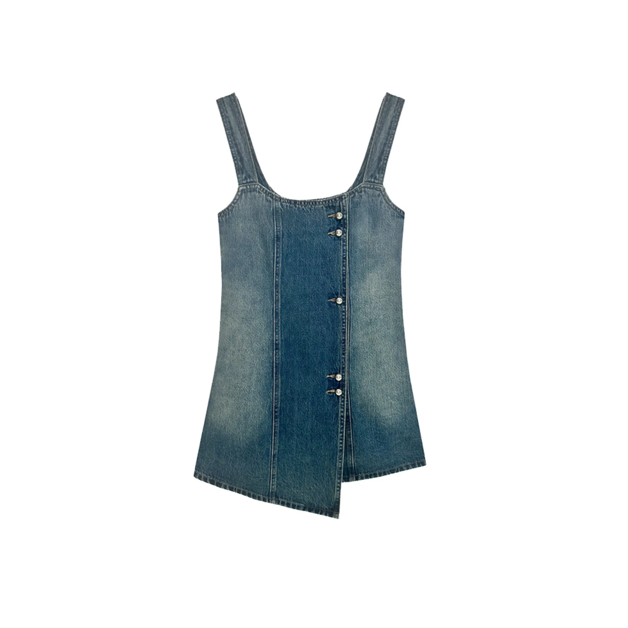 Asymmetric Denim Overalls