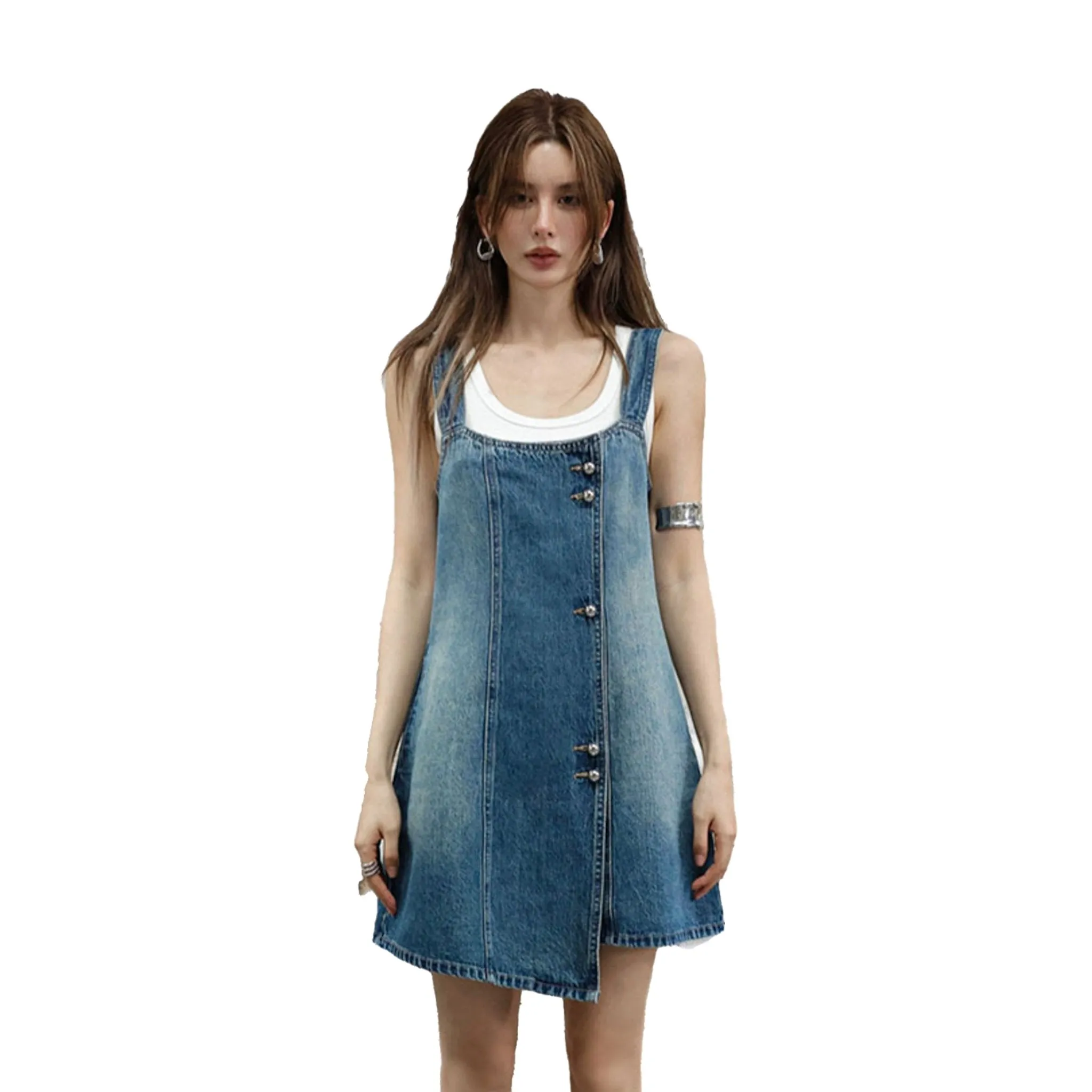 Asymmetric Denim Overalls