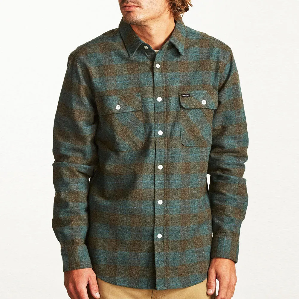 Brixton Bowery Long Sleeve Flannel Shirt Ocean