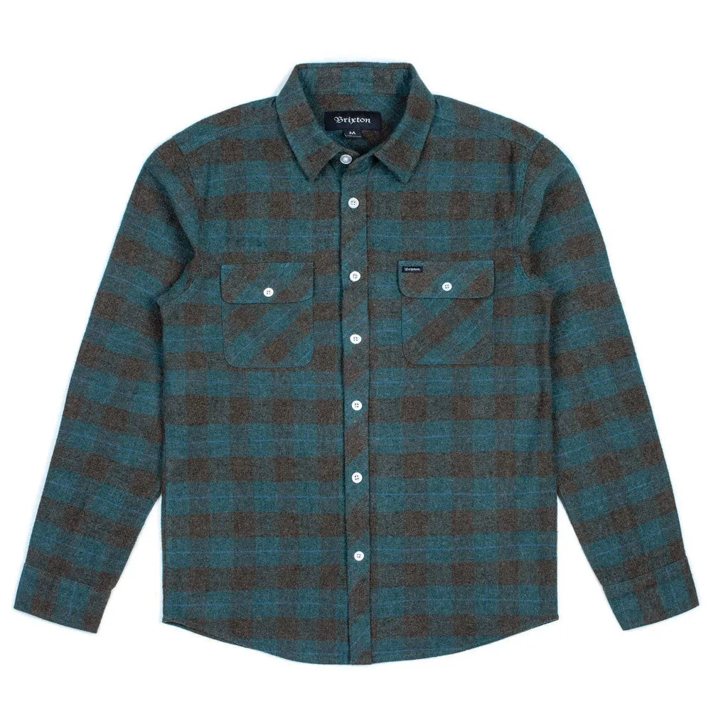 Brixton Bowery Long Sleeve Flannel Shirt Ocean