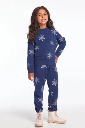 Chaser Kids Slouchy Pant in Avalon Glitter Snowflake