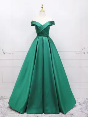 Classy Emerald Green Off The Shoulder Ball Gown Formal Prom Dress