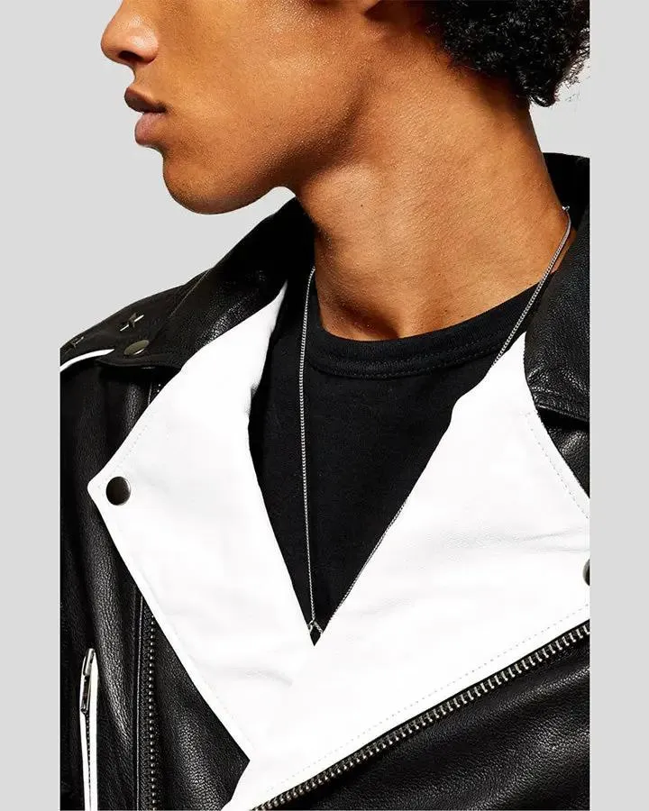 Colvert Black & White Motorcycle Leather Jacket