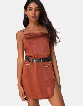 Datista Dress in Satin Dark Rust