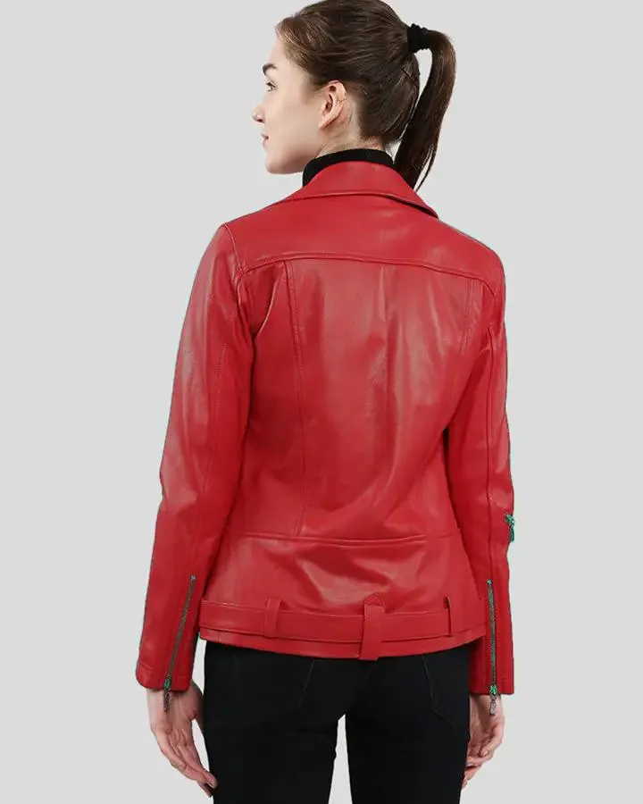 Diana Red Biker Leather Jacket