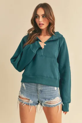 Drea Half-Zip Hoodie Teal