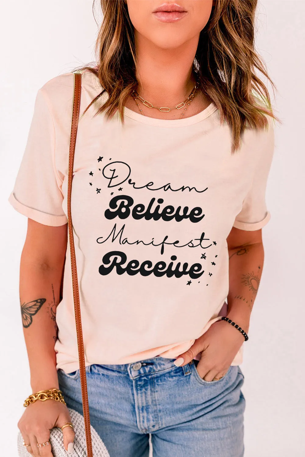 Dream Believe Manifest Receive Casual Graphic Tee