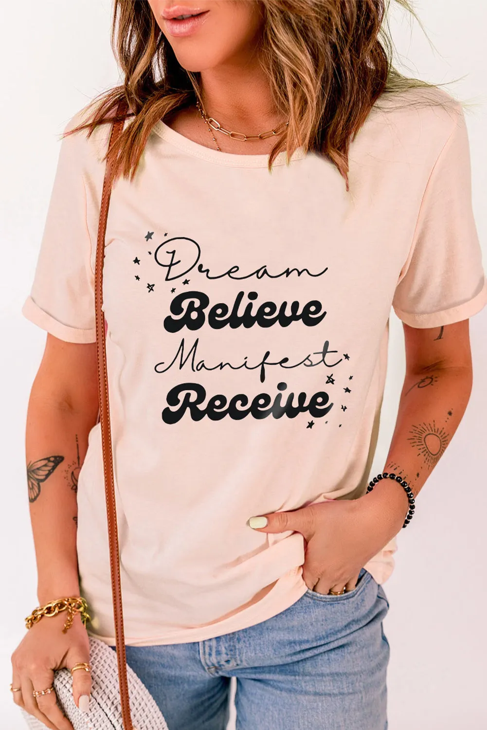 Dream Believe Manifest Receive Casual Graphic Tee