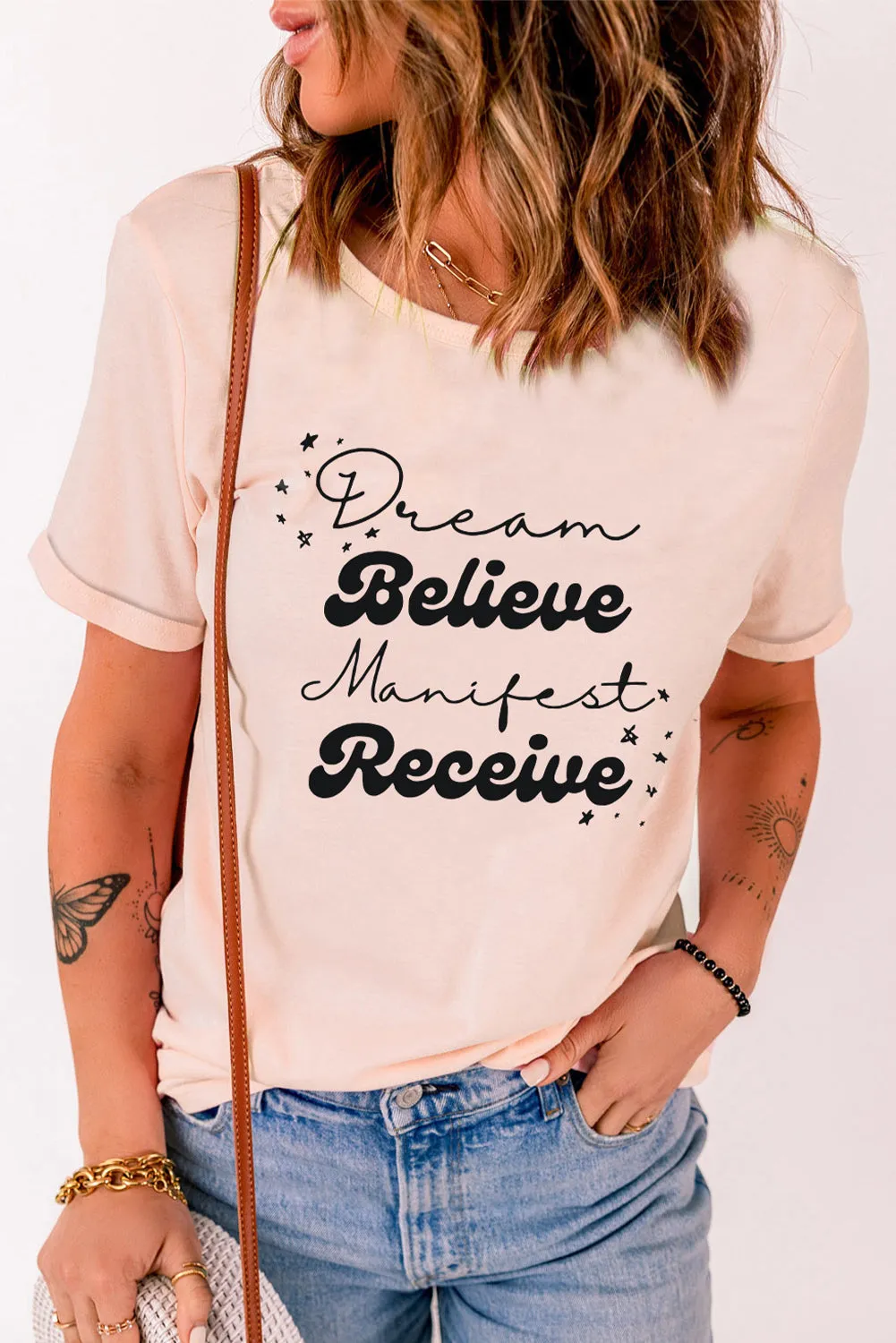 Dream Believe Manifest Receive Casual Graphic Tee