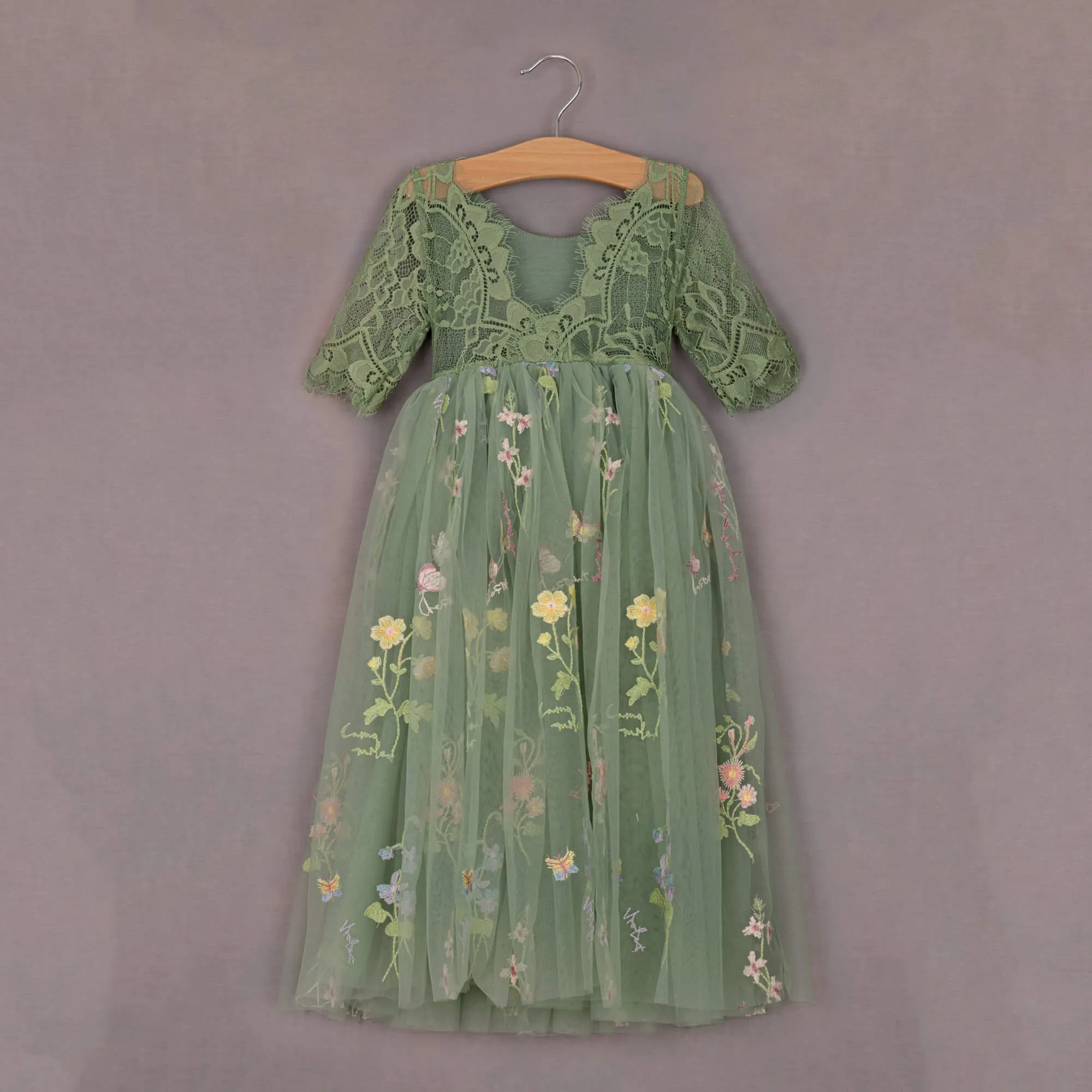 Enchanted Dress - Embroidered Fern Lace