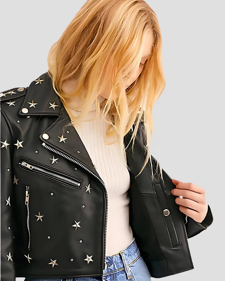 Eva Black Studded Leather Jacket