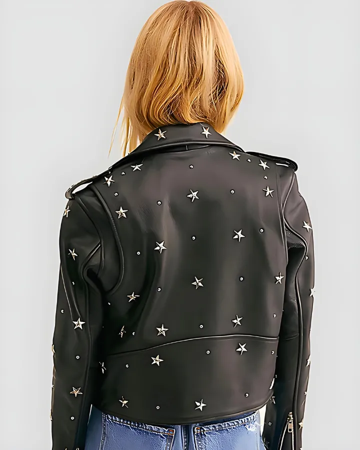 Eva Black Studded Leather Jacket