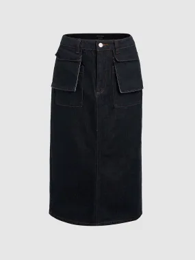 Flap Pocket Denim Skirts