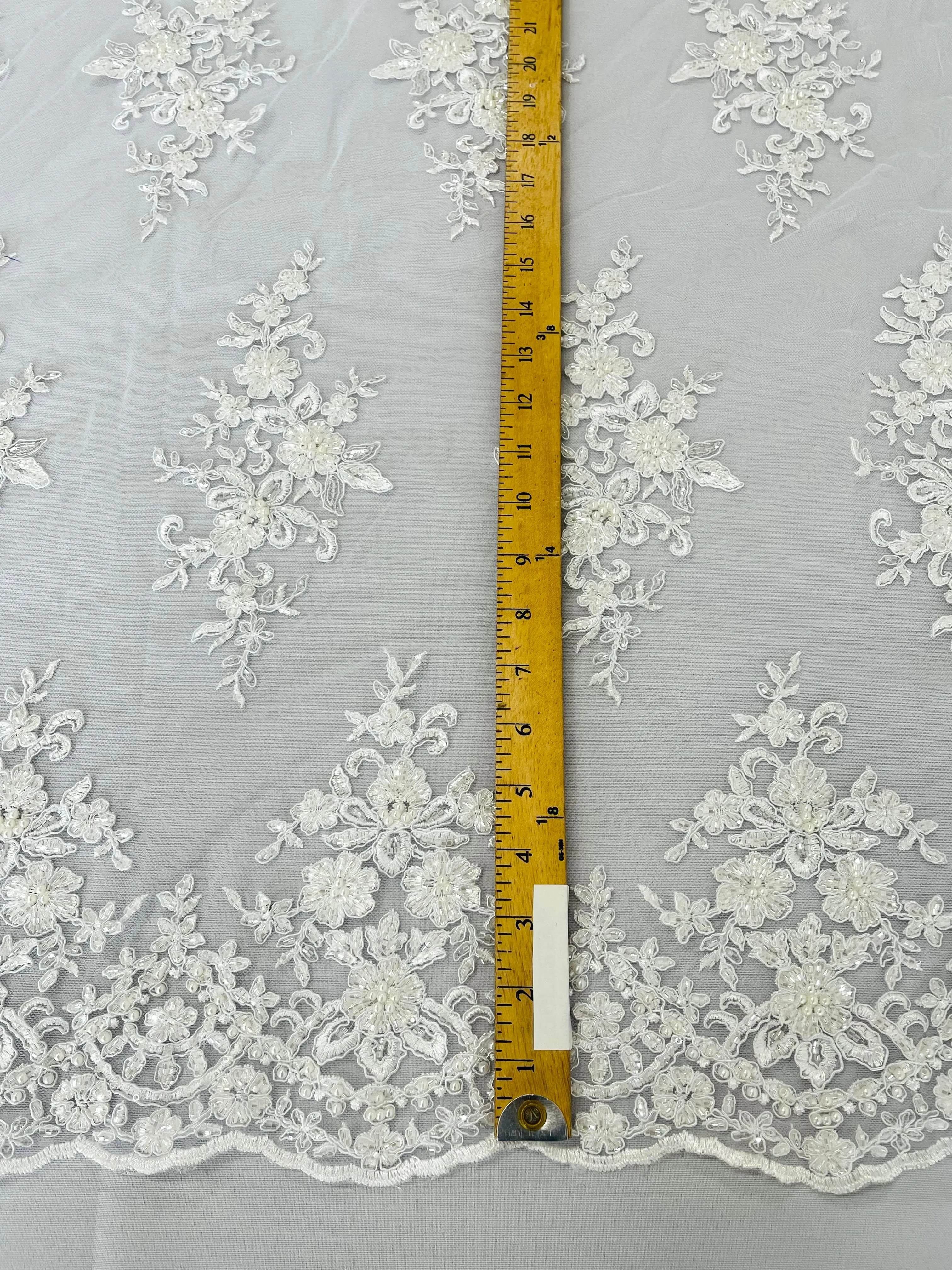 FLORAL DAMASK BEADED LACE (By The Yard)