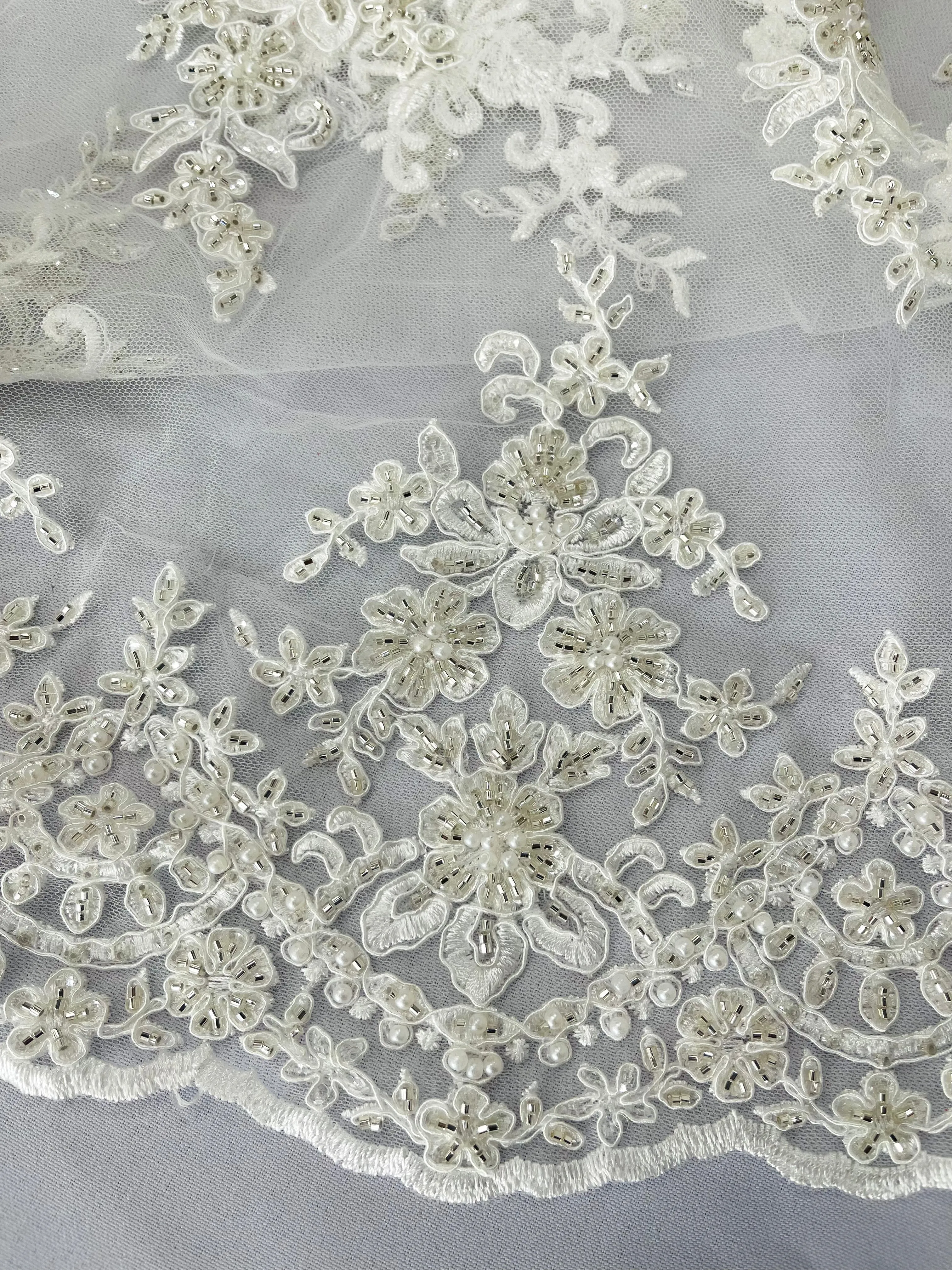 FLORAL DAMASK BEADED LACE (By The Yard)