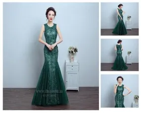 G78, Green Lace Tube Mermaid Gown, Size (XS-30 to L-36)