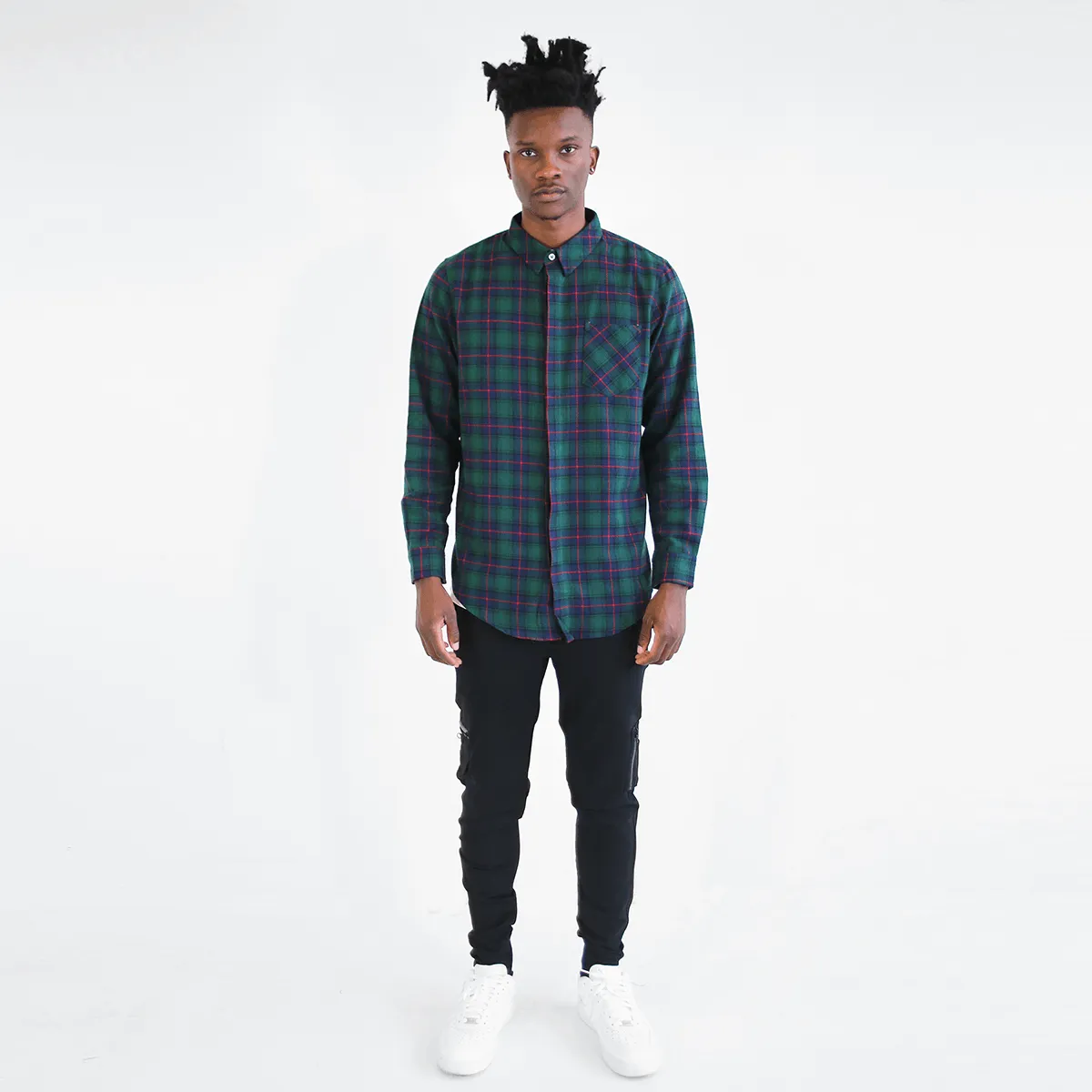 Gardena Flannel LS Buttonup - Navy/Green