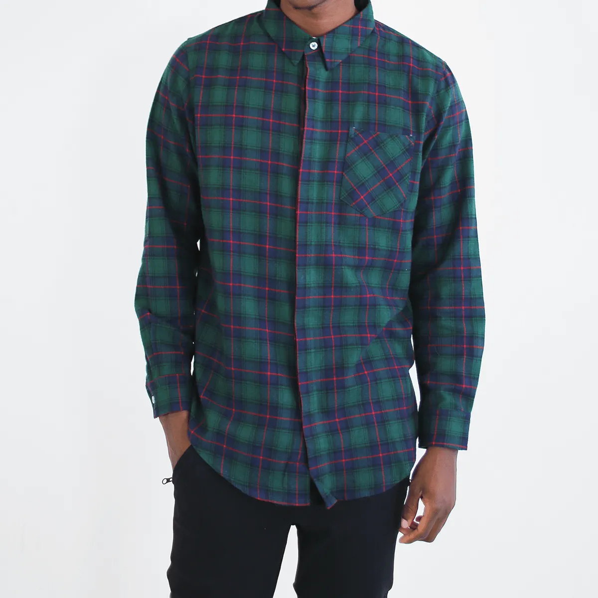 Gardena Flannel LS Buttonup - Navy/Green