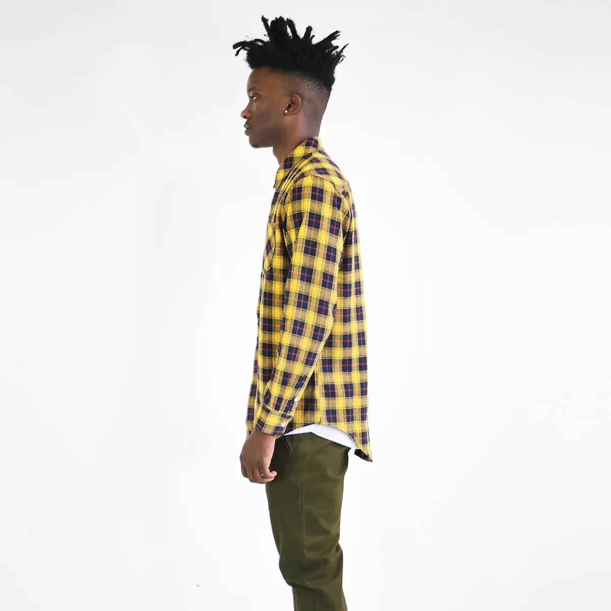 Gardena Flannel LS Buttonup - Navy/Yellow