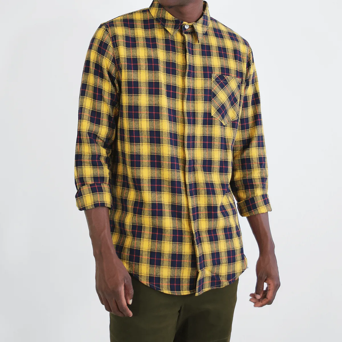 Gardena Flannel LS Buttonup - Navy/Yellow