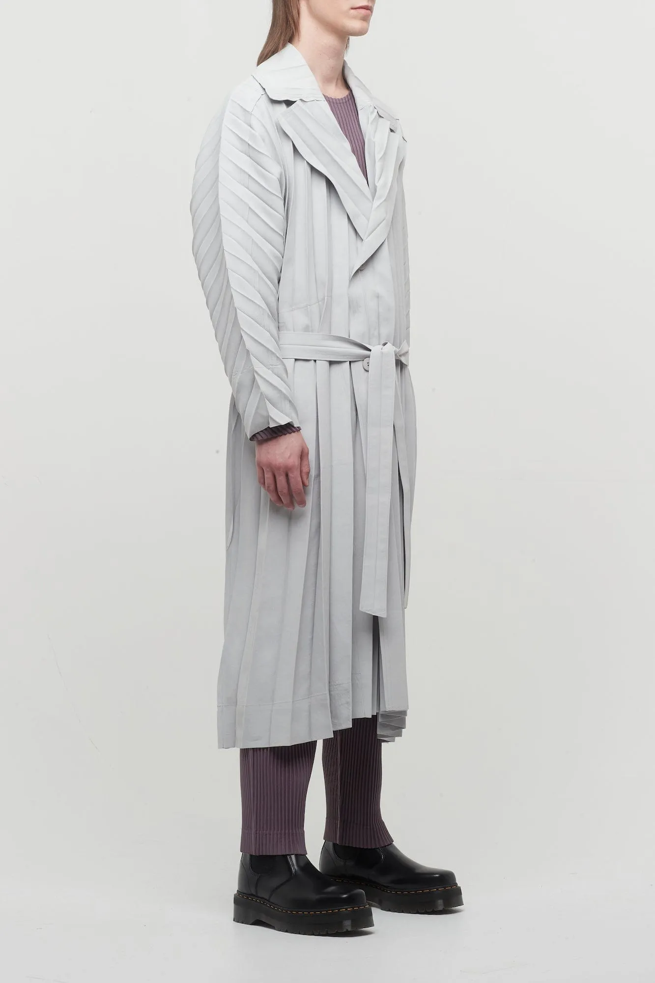 Homme Plissé Issey Miyake Edge Coat Light in Light Grey