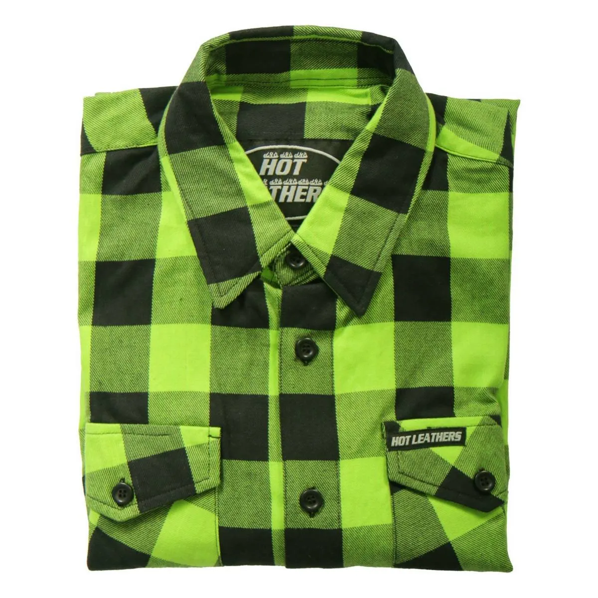 Hot Leathers FLM2005 Men's Black and Green Long Sleeve Flannel Shirt