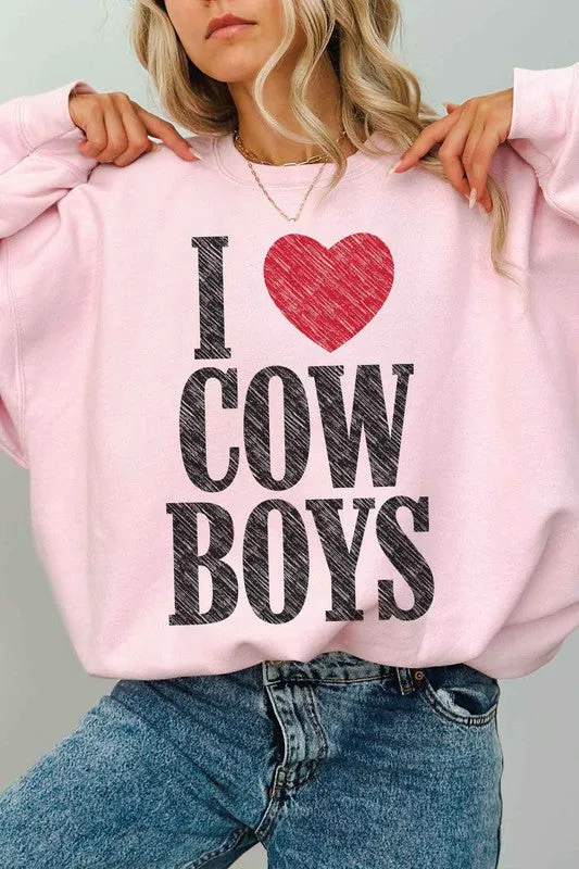 I LOVE COWBOYS WESTERN OVERSIZED SWEATSHIRT