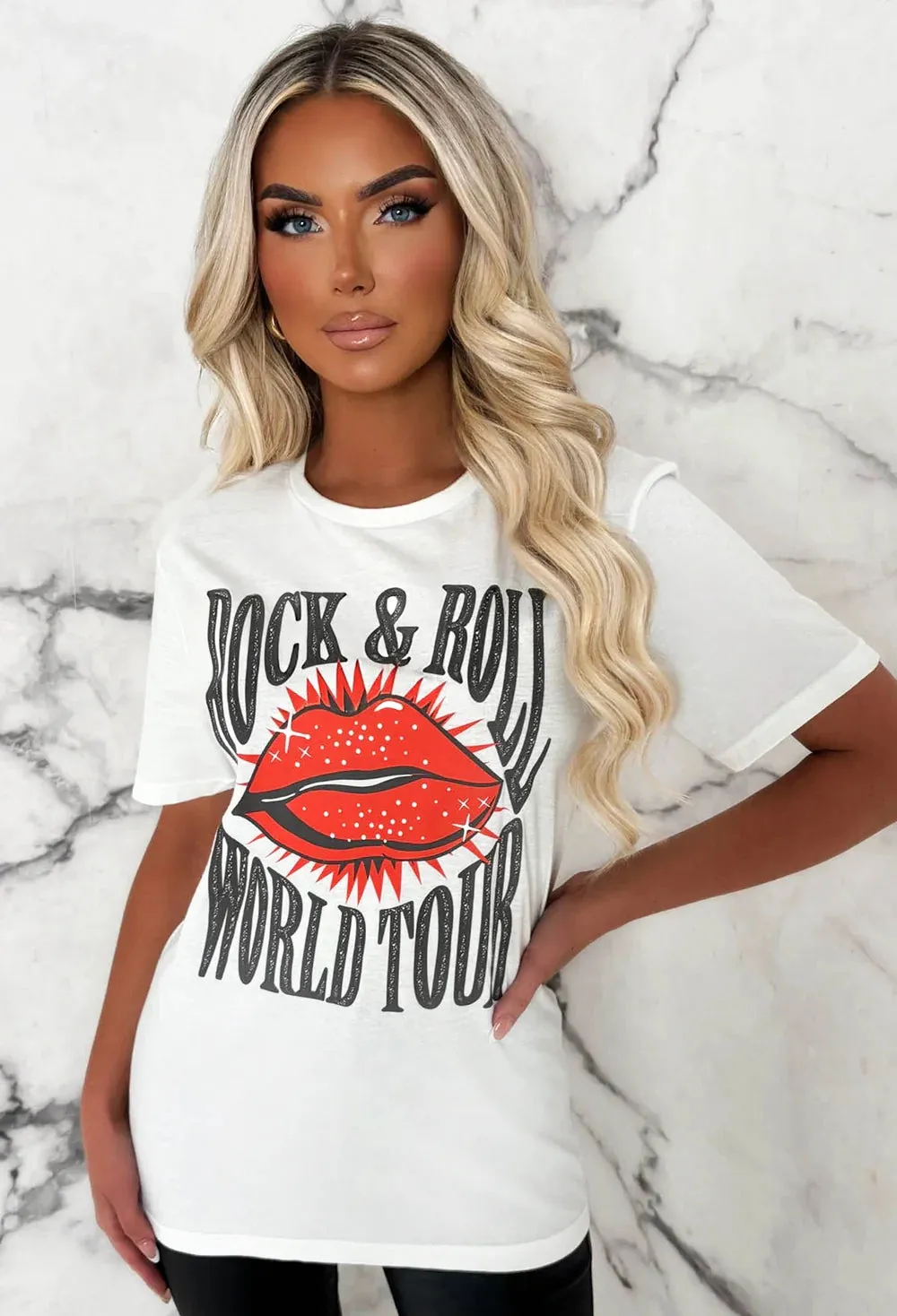 Jagger White Rock N Roll Graphic T-Shirt