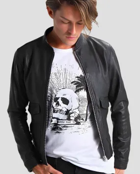 Juan Black Leather Racer Jacket