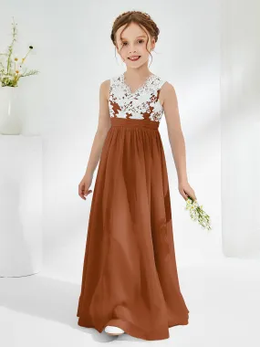 Lace Top Junior Bridesmaid Dresses Terracotta