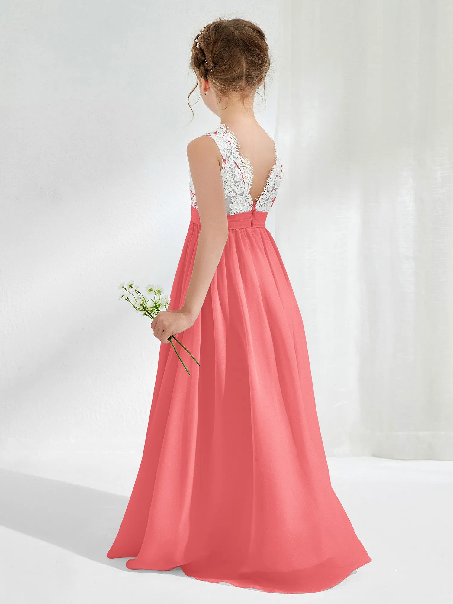 Lace Top Junior Bridesmaid Dresses Watermelon