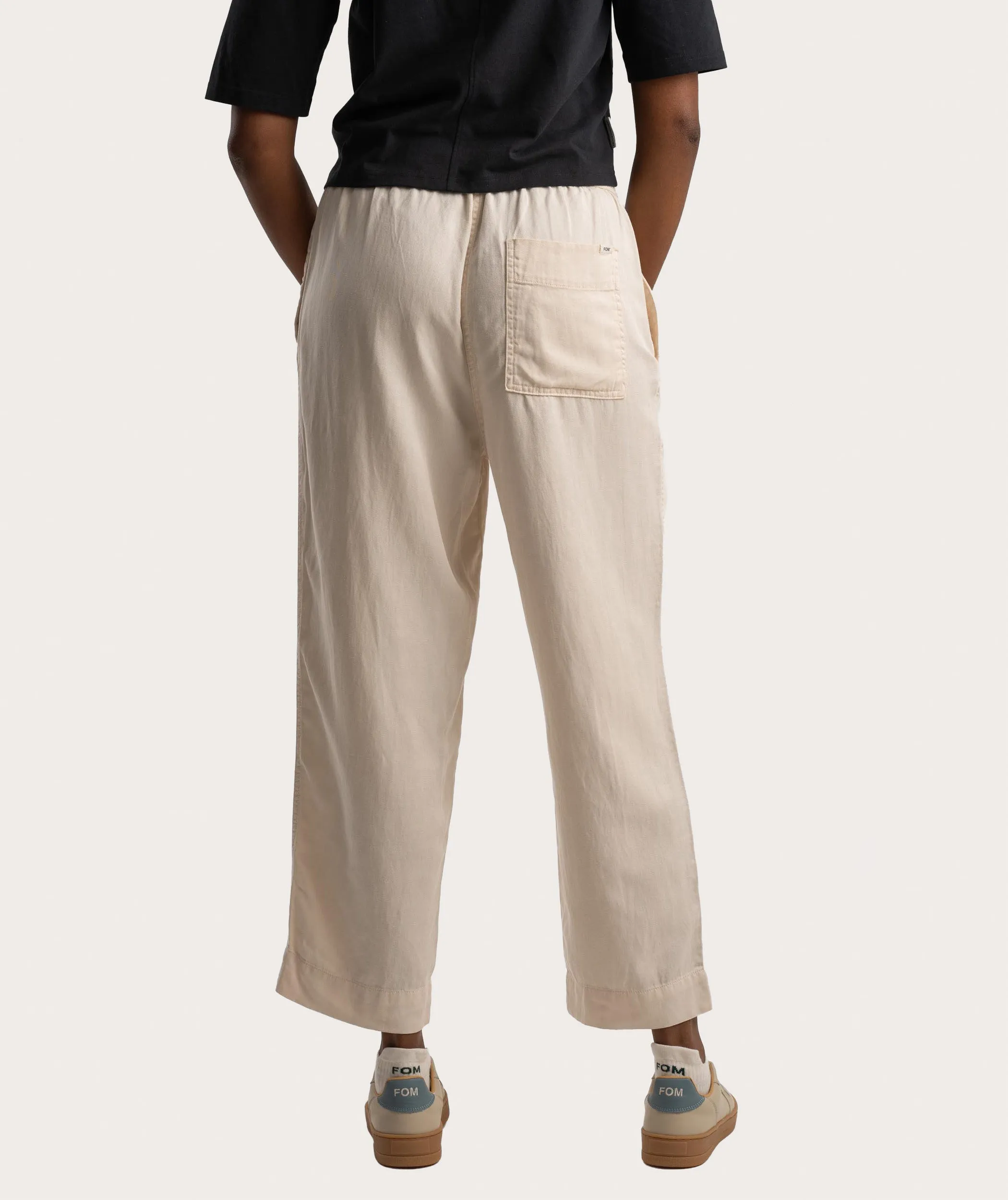 Ladies Drawstring Slouchy Pants - Ivory