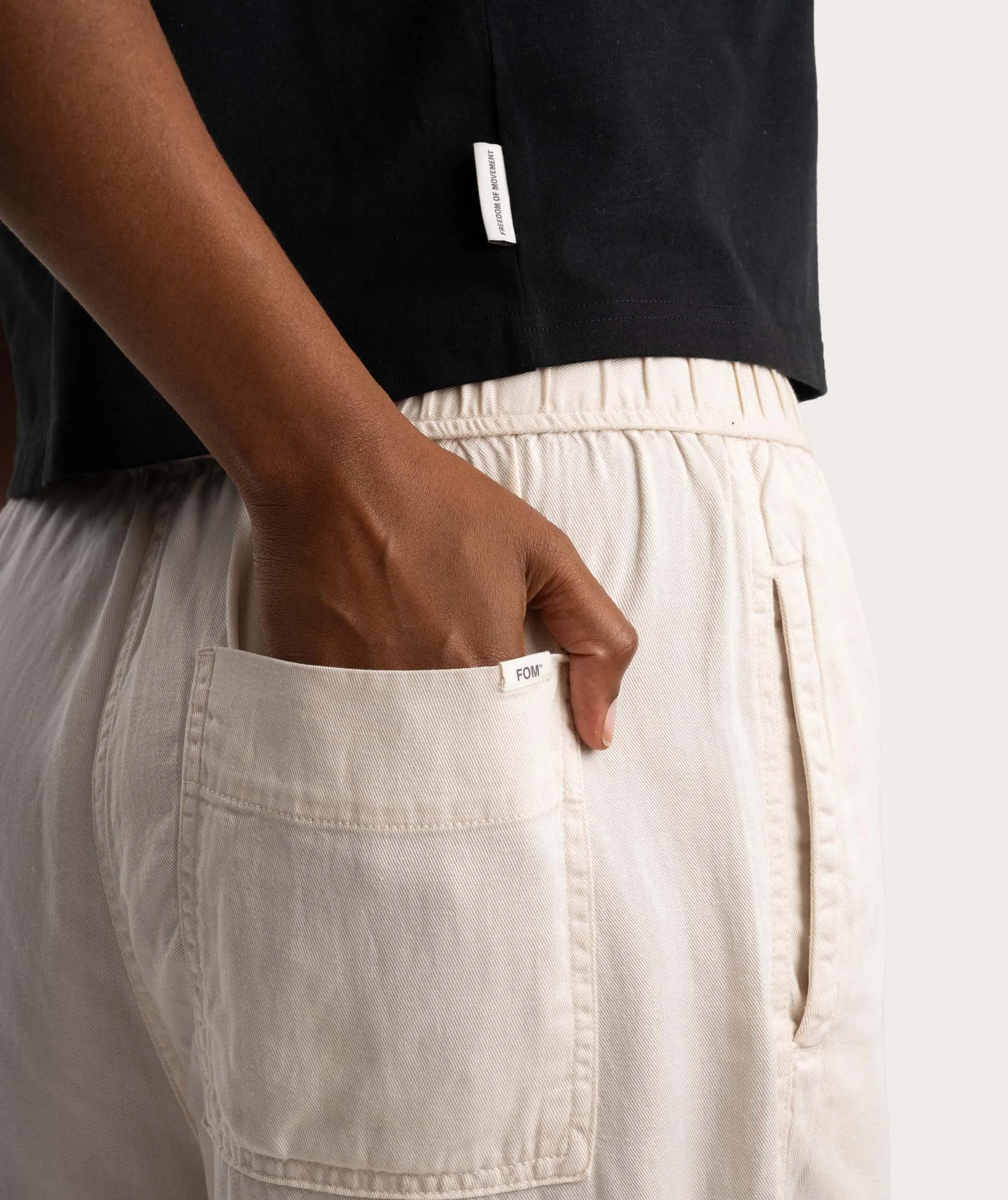 Ladies Drawstring Slouchy Pants - Ivory