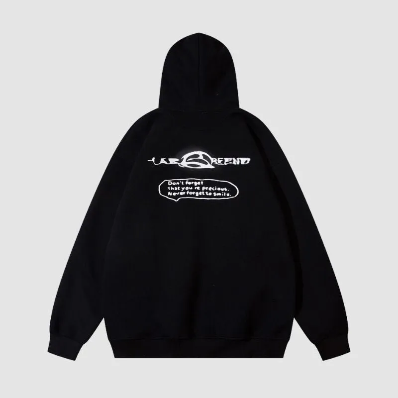 Line Person & Letter Printed Hoodies