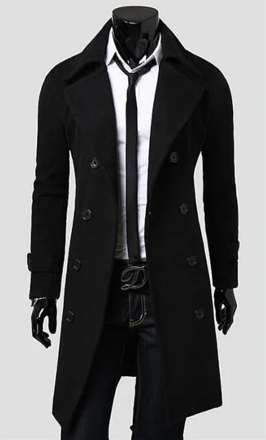 Mens Trench Coat 2018 New Fashion Designer Men Long Coat Autumn Winter Double-breasted Windproof Slim Trench Coat Men Plus Size