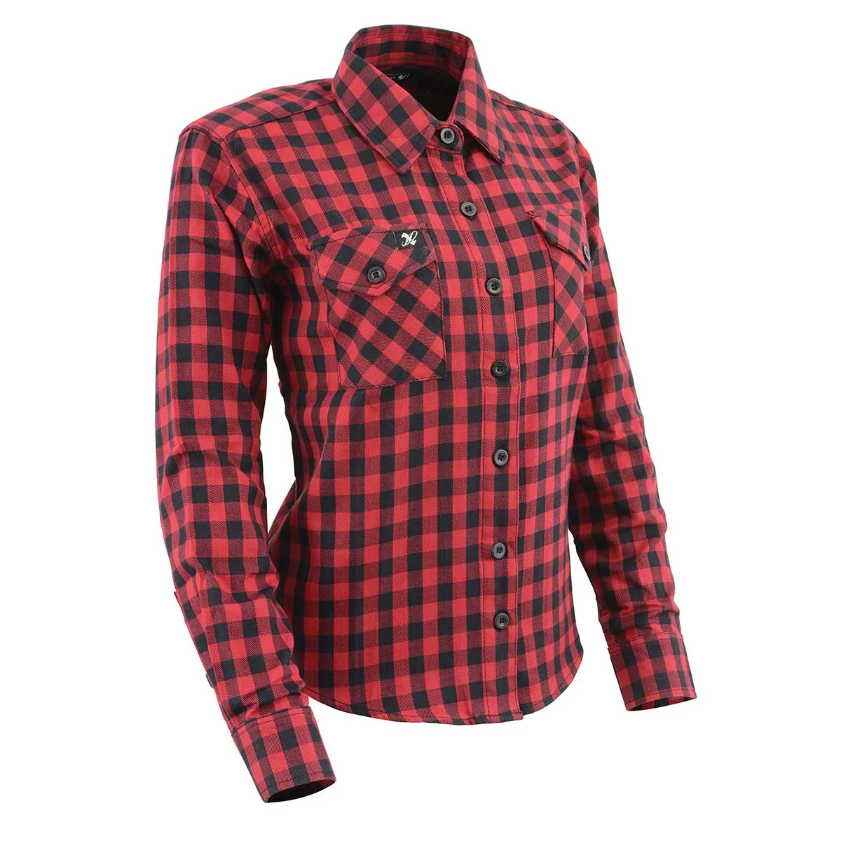 Milwaukee Leather MNG21609 Women's Casual Red and Black Long Sleeve Cotton Casual Flannel Shirt