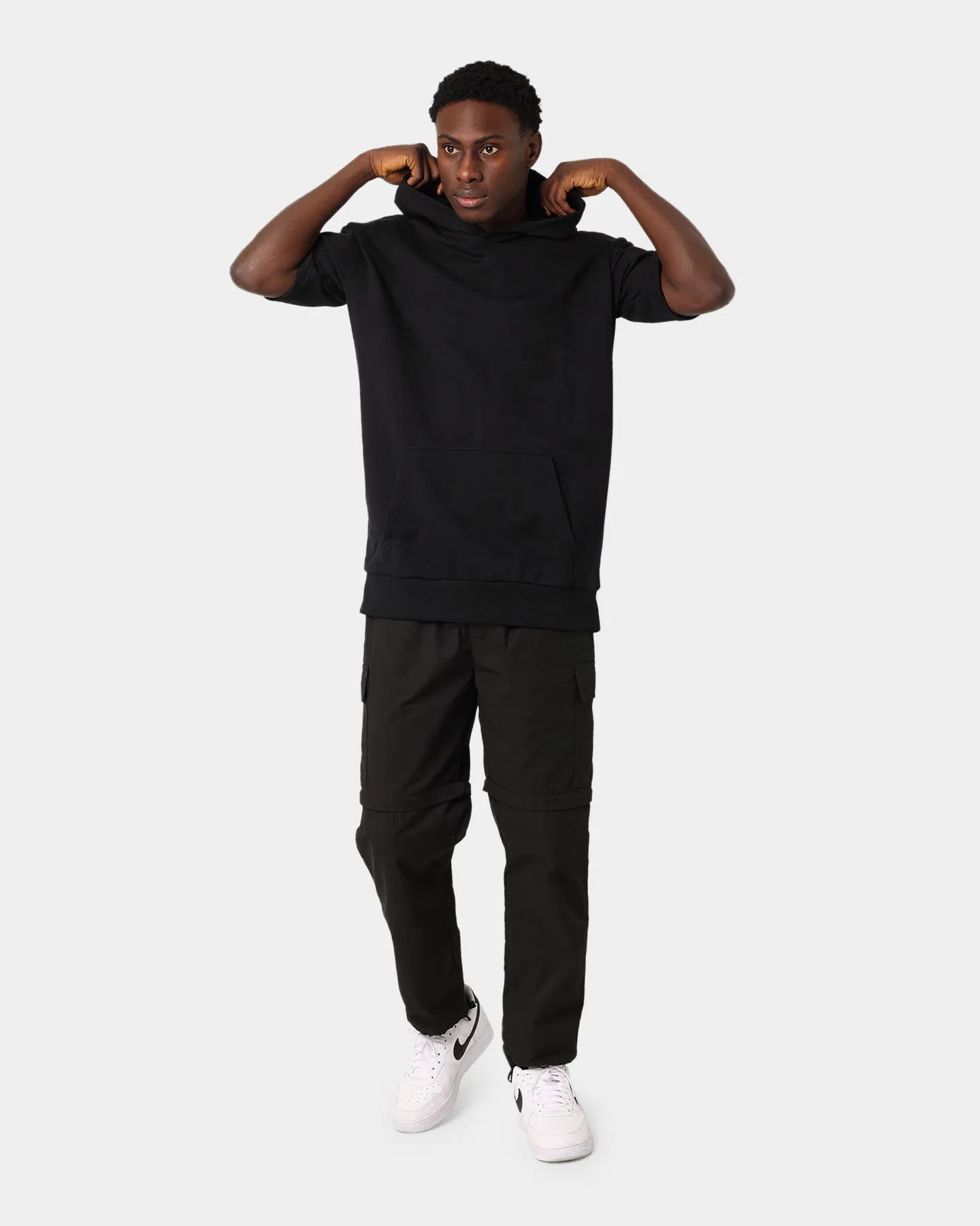 New Era Oversized Short Sleeved Hoodie Black