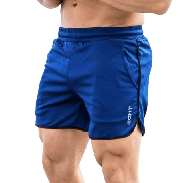 New Men Fitness Bodybuilding Shorts Man Summer Gyms Workout Male Breathable Mesh