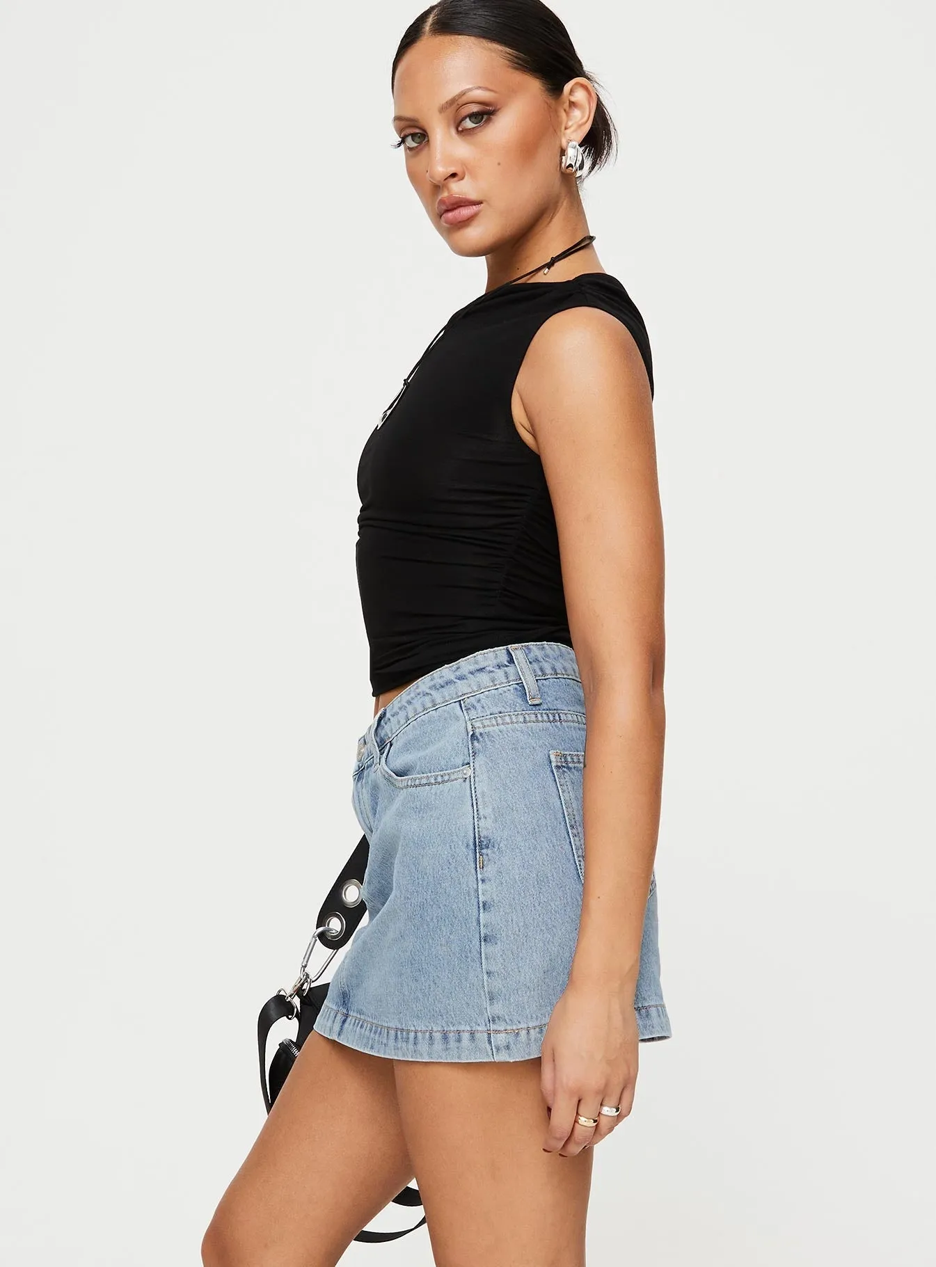 Nickei Denim Mini Skirt Light Wash Petite