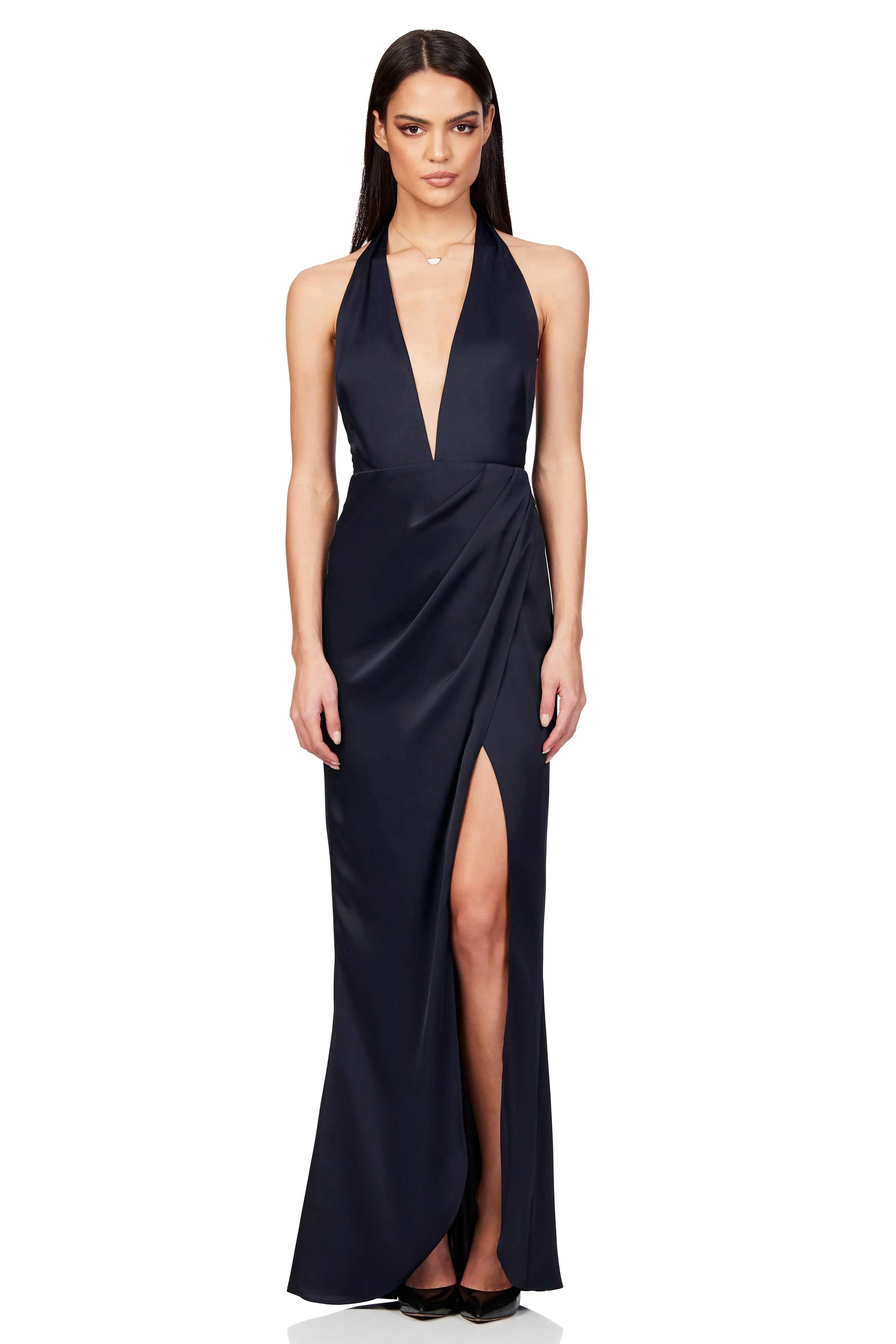 NOOKIE Stella Satin Plunge Gown (Navy) - RRP $289