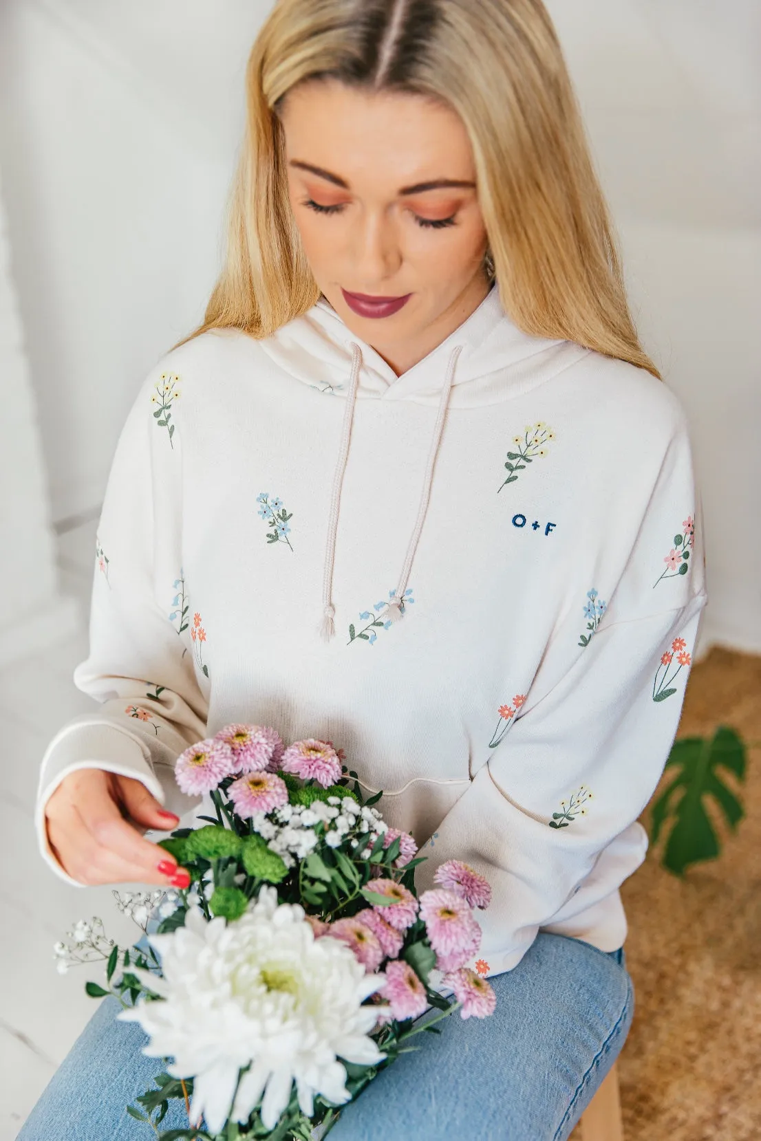 O&F Floral Print Oversized Hoodie