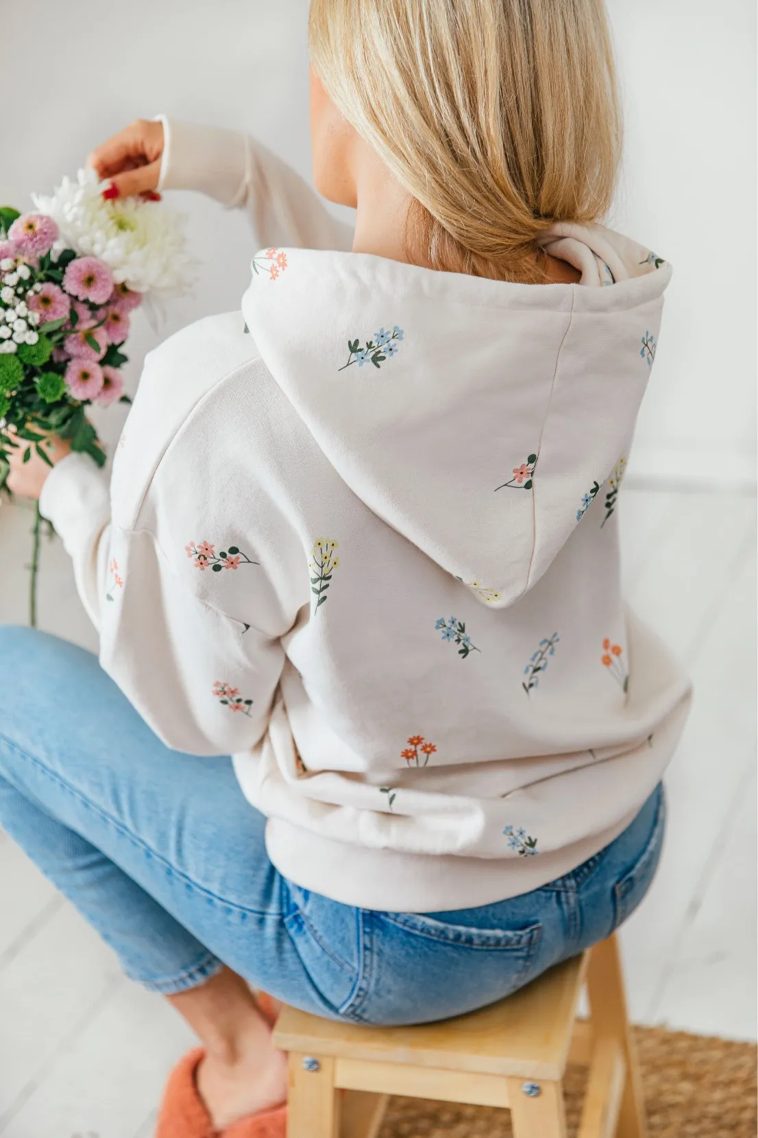 O&F Floral Print Oversized Hoodie