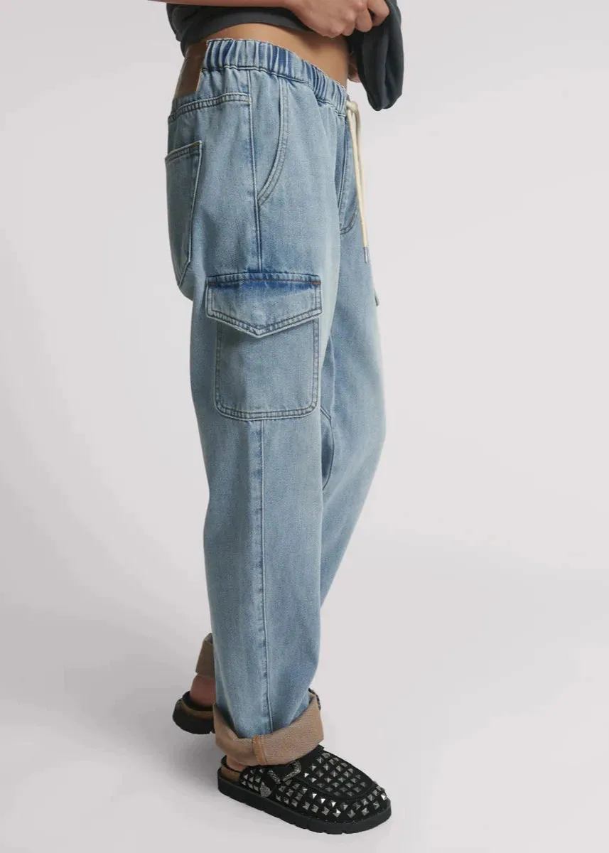 One Teaspoon Cargo Shabbies Low Waist Drawstring Boyfriend Denim Jeans