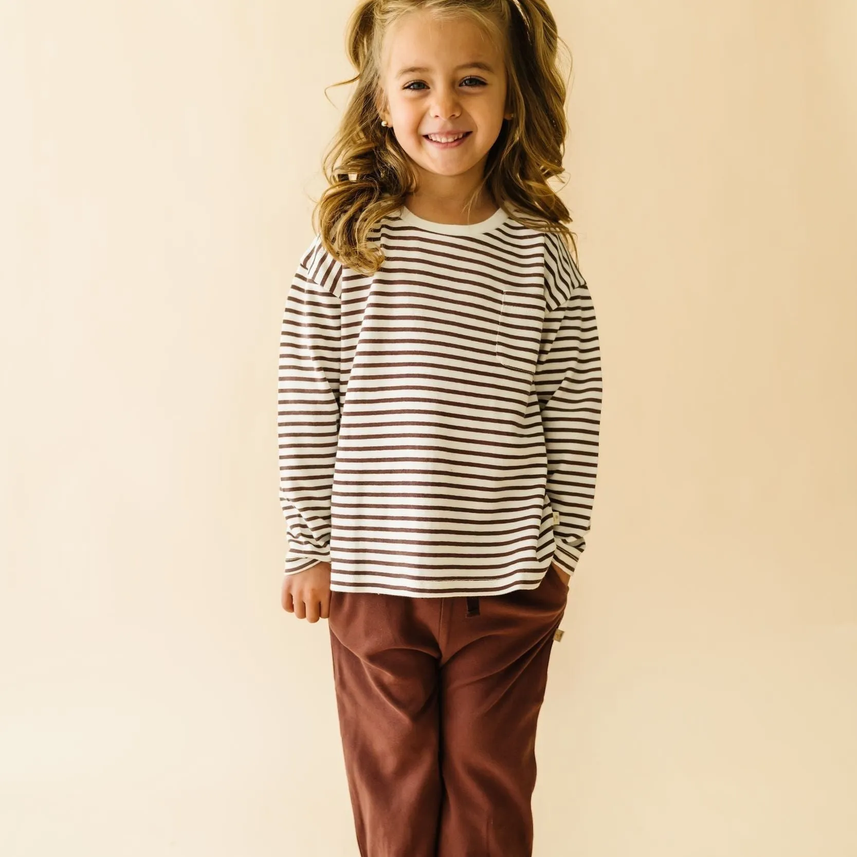 Organic Long Sleeve Tee & Pant Set - Plum Stripes