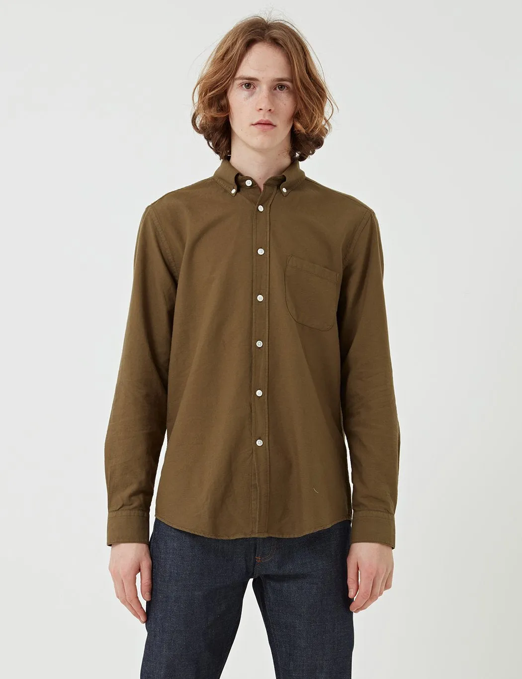 Portuguese Flannel Belavista Shirt (Button Down) - Military Olive Green