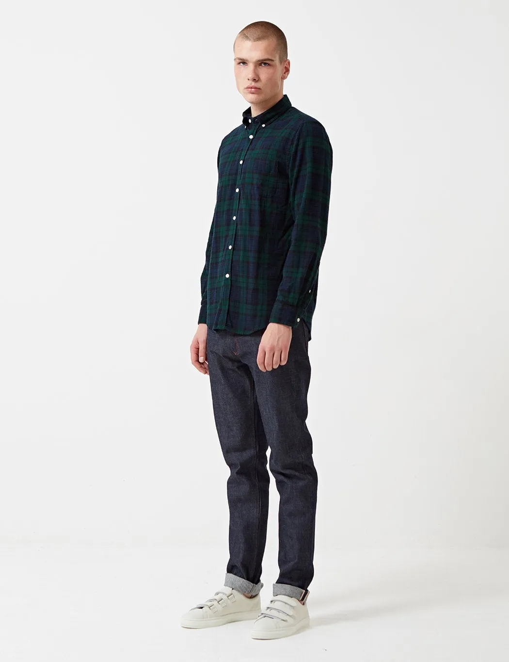 Portuguese Flannel Bonfim Checked Shirt - Navy