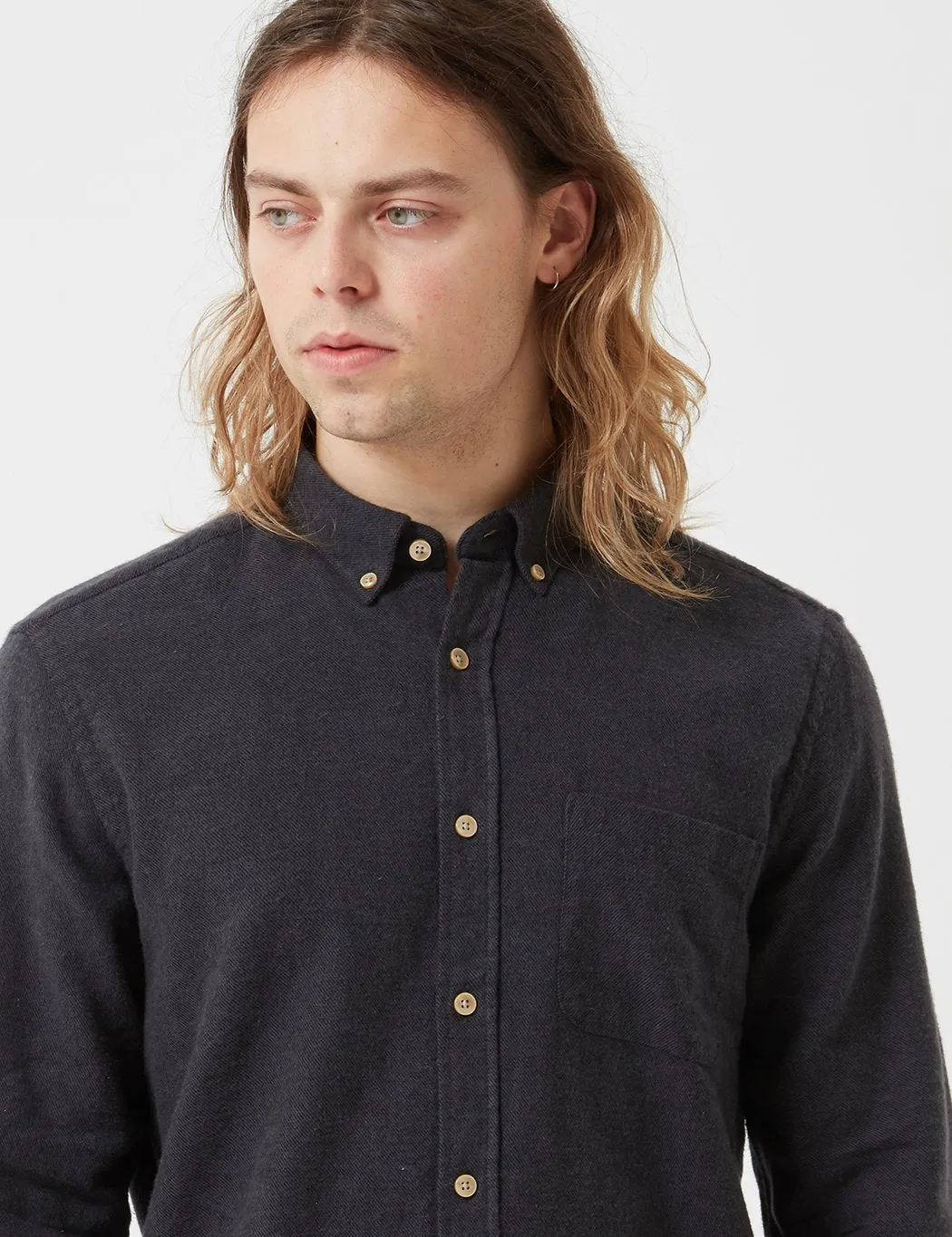 Portuguese Flannel Teca Shirt - Charcoal Grey