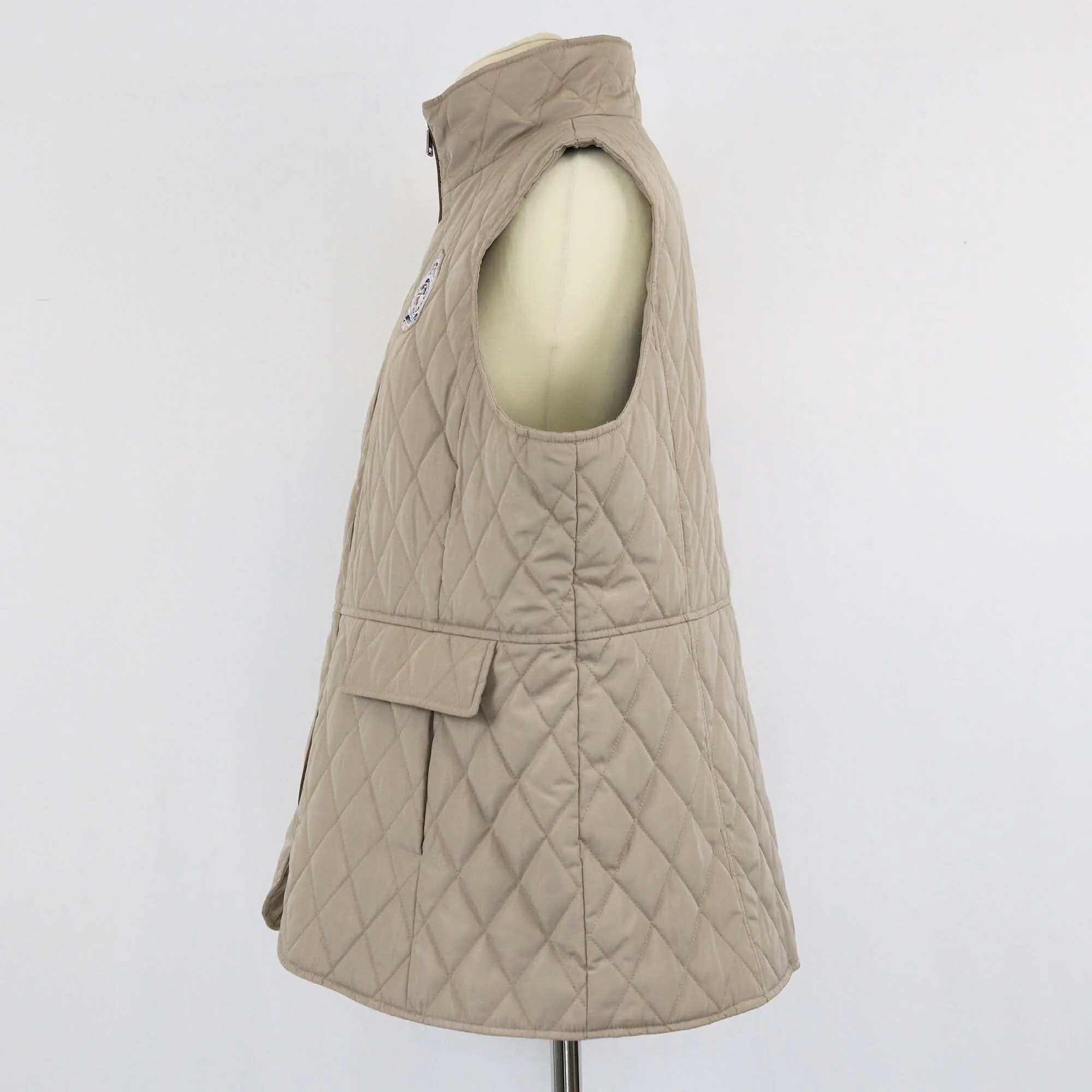 Ralph Lauren Beige Embroidered Quilted Vest