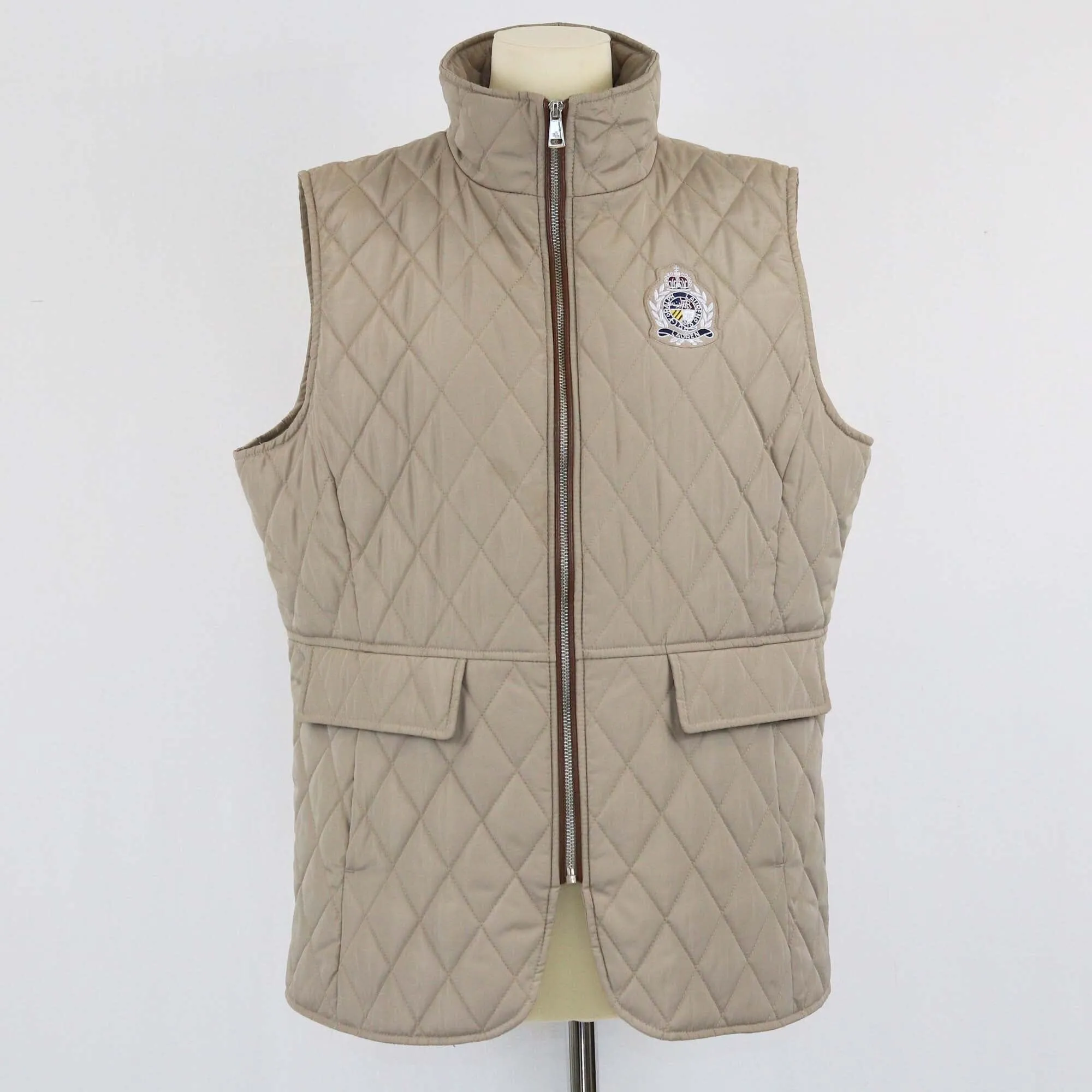 Ralph Lauren Beige Embroidered Quilted Vest