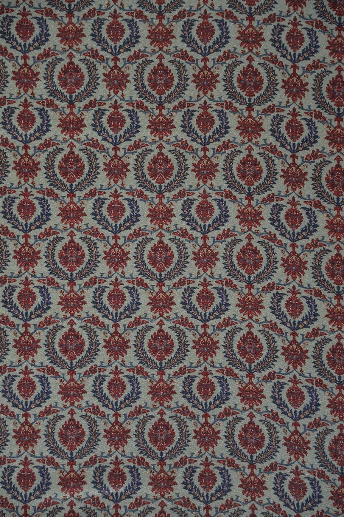 Red And Grey Trellis Pattern Digital Print On Satin Fabric